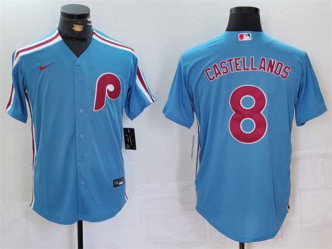 Men%27s Philadelphia Phillies #8 Nick Castellanos Blue Cool Base Stitched Jersey->philadelphia phillies->MLB Jersey